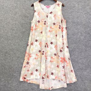 Woman Within Dress Womens 18W Linen Blend Sleeveless Midi Floral Pockets Casual